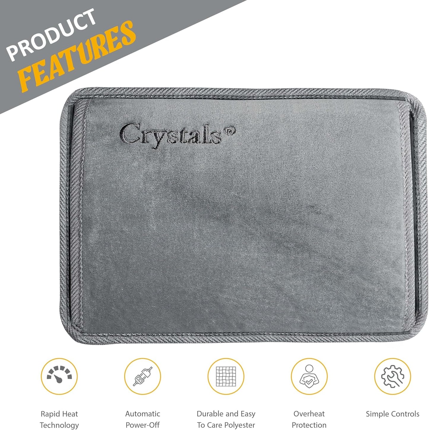 Rechargable Electric Hot Water Bottle - Hand, Shoulder and Back Pain Relief Warmer - Heat Pad (Grey)