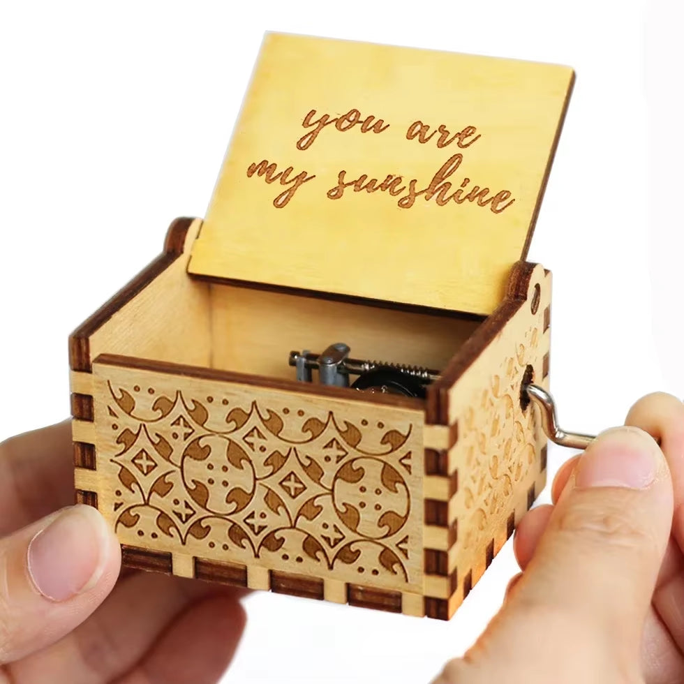 The Nightmare before Christmas Wooden Music Box Hand Crank Nightmare before Christmas Antique Engraved Musical Box Case Gifts