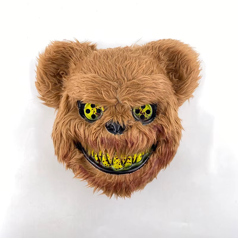 Halloween Light up Horror Mask Glowing Bloody Bear Killer Mask Flashing Neon Scary Bear Mask for Cosplay Killer Mask Decoration