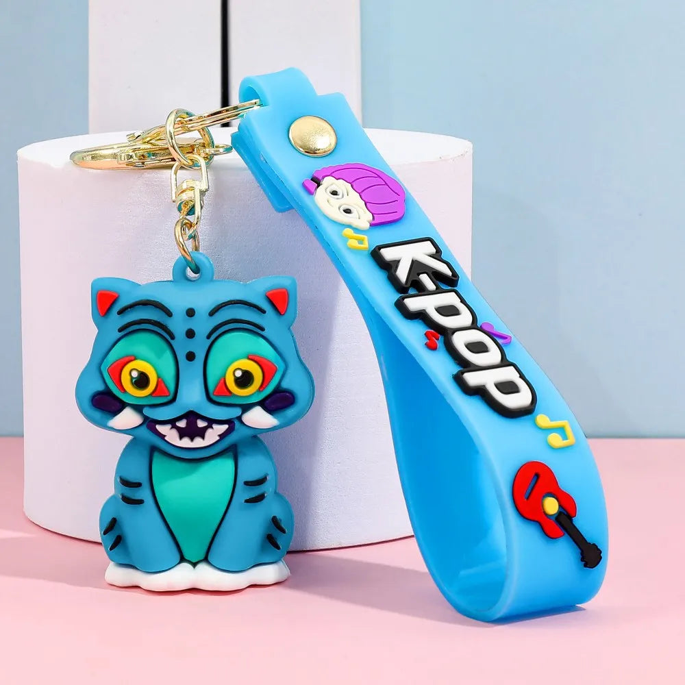 Creative Kpop Demon Hunters Little Tiger Keychain Pendant Cartoon Anime Monster Hunt Girl Key Ring Bag Hanging Decoration Gift