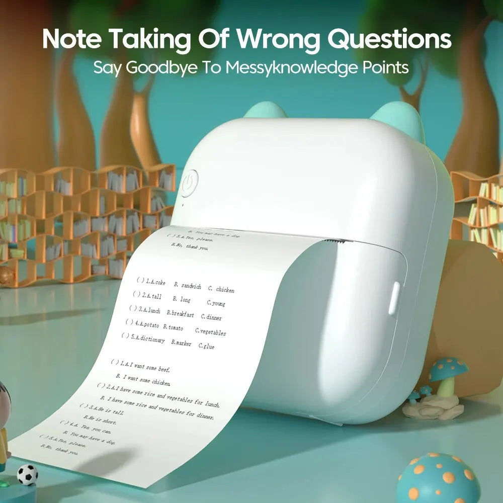 Portable Mini Thermal Photo Printer Cordless Label Printer Rechargeable Design Compact for Text Photos and Symbols for Printing