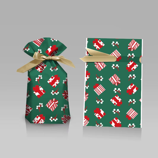 Merry Christmas Candy Bag Santa Gift Bag Snowflake Drawstring Bag Christmas Decorations for Home New Year 2022 Noel Presents