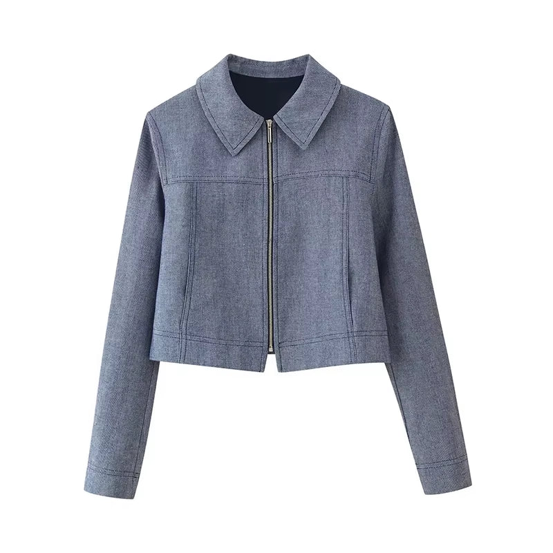 Casual Coats Pants Sets Women'S Turn-Down Collar Long Sleeve Zippers Tops High Waist Trousers 2025 Autumn New Lady Chic Suit