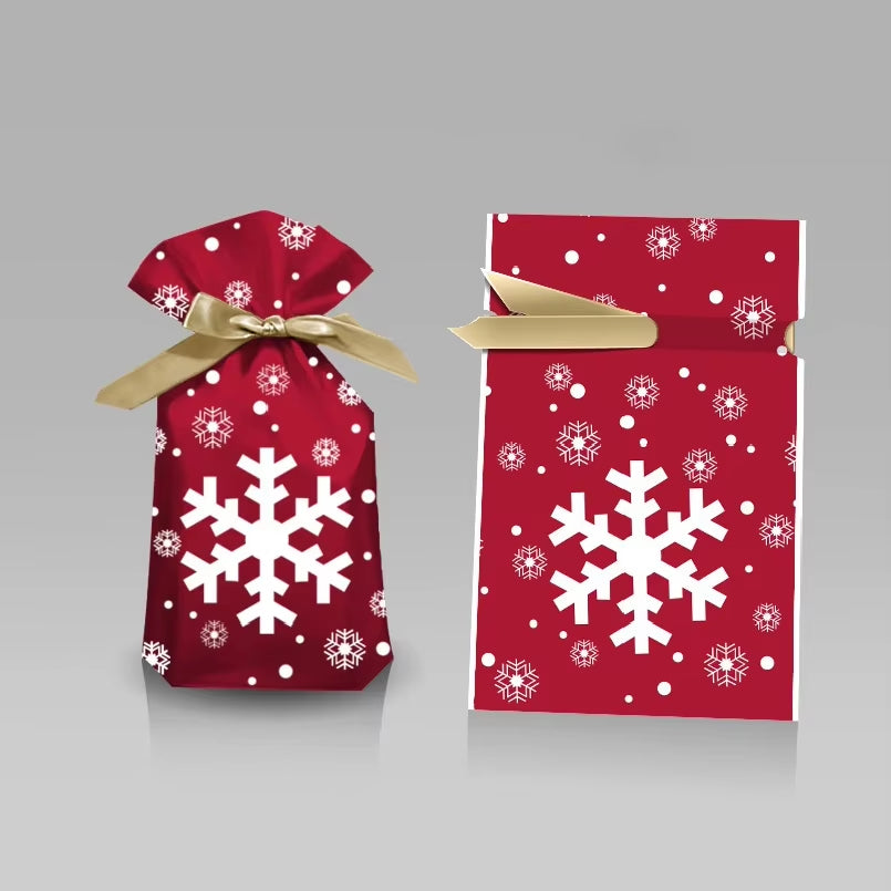 Merry Christmas Candy Bag Santa Gift Bag Snowflake Drawstring Bag Christmas Decorations for Home New Year 2022 Noel Presents