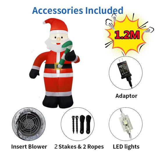 Snowman Glowing Inflatables with Multicolor LED Light Outdoor Home Cafe Christmas Decoration 2025 Party Garden Decor 5FT 1.5M