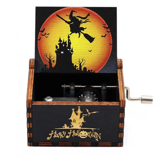 The Nightmare before Christmas Wooden Music Box Hand Crank Nightmare before Christmas Antique Engraved Musical Box Case Gifts