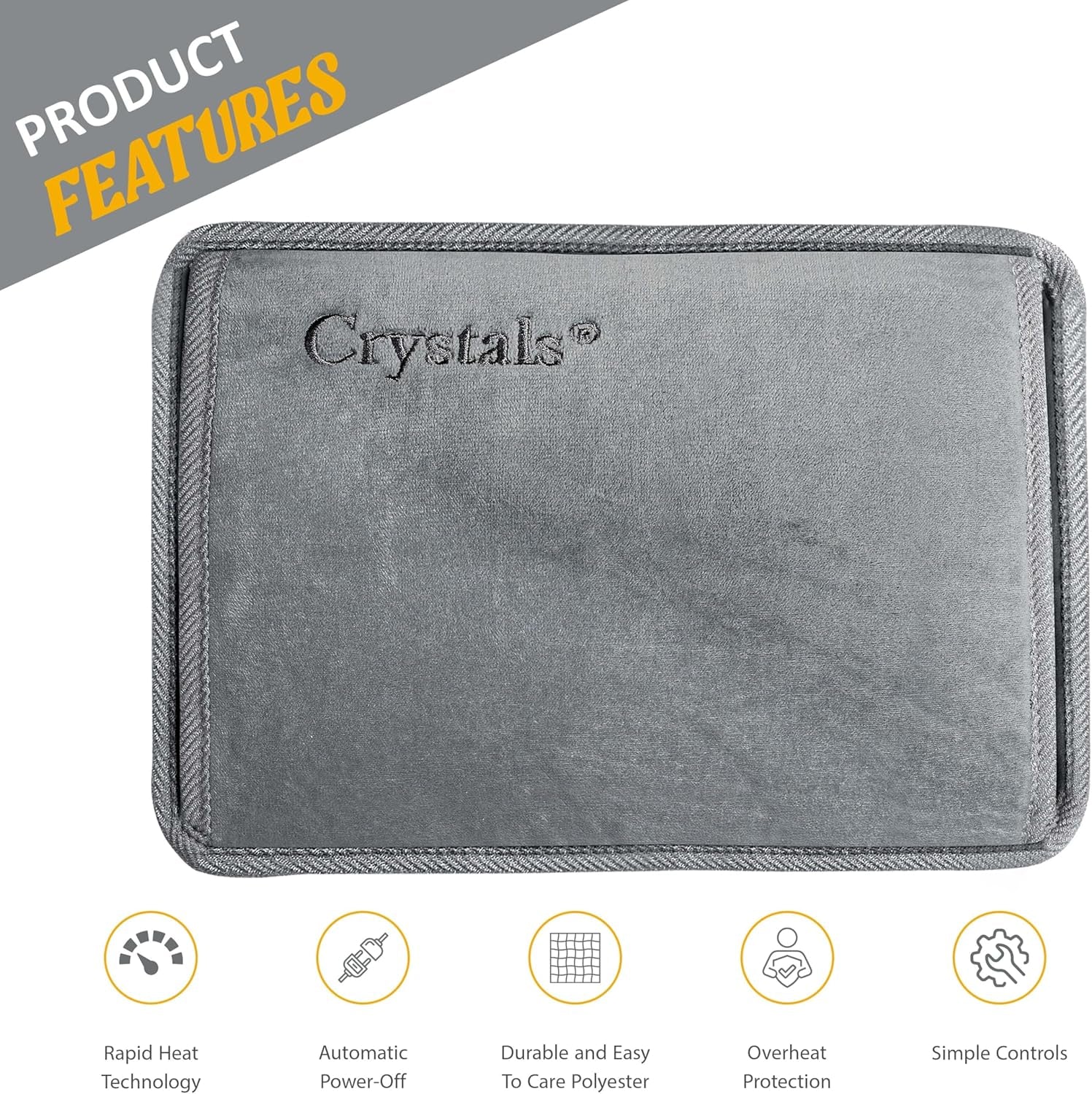 Rechargable Electric Hot Water Bottle - Hand, Shoulder and Back Pain Relief Warmer - Heat Pad (Grey)