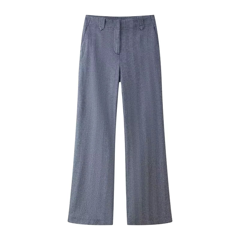 Casual Coats Pants Sets Women'S Turn-Down Collar Long Sleeve Zippers Tops High Waist Trousers 2025 Autumn New Lady Chic Suit