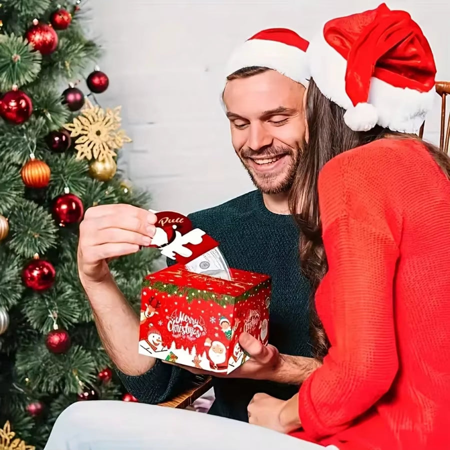 1/2PC Christmas Money Pull-Out Gift Box Red Christmas Surprise Money Box Kids Adults Favors Gifts Fun Surprise Cash Holder