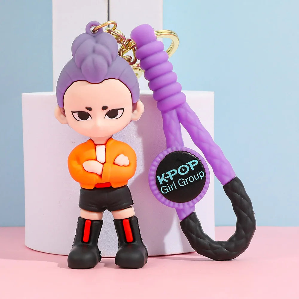 Creative Kpop Demon Hunters Little Tiger Keychain Pendant Cartoon Anime Monster Hunt Girl Key Ring Bag Hanging Decoration Gift