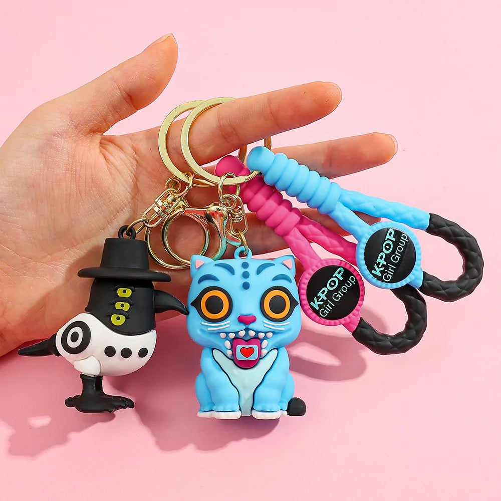 Creative Kpop Demon Hunters Little Tiger Keychain Pendant Cartoon Anime Monster Hunt Girl Key Ring Bag Hanging Decoration Gift