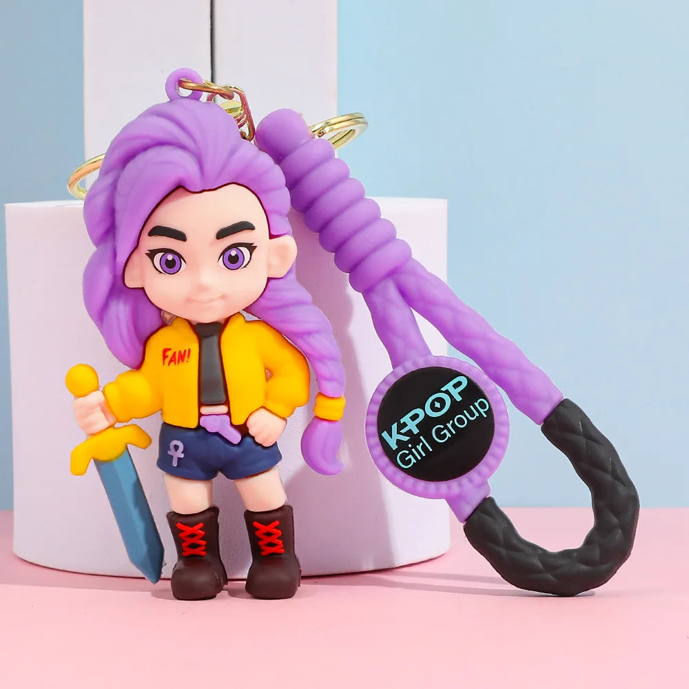 Creative Kpop Demon Hunters Little Tiger Keychain Pendant Cartoon Anime Monster Hunt Girl Key Ring Bag Hanging Decoration Gift