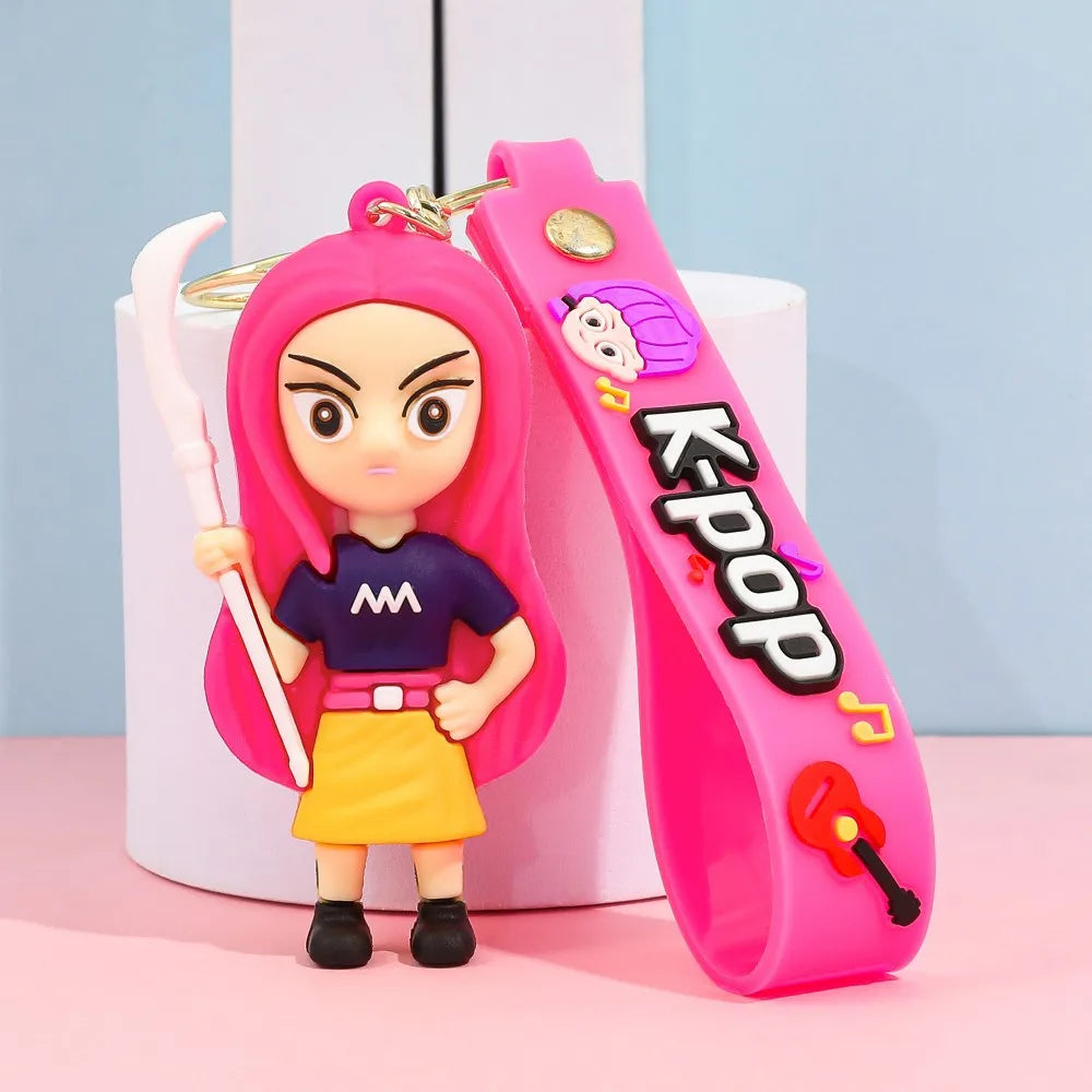 Creative Kpop Demon Hunters Little Tiger Keychain Pendant Cartoon Anime Monster Hunt Girl Key Ring Bag Hanging Decoration Gift