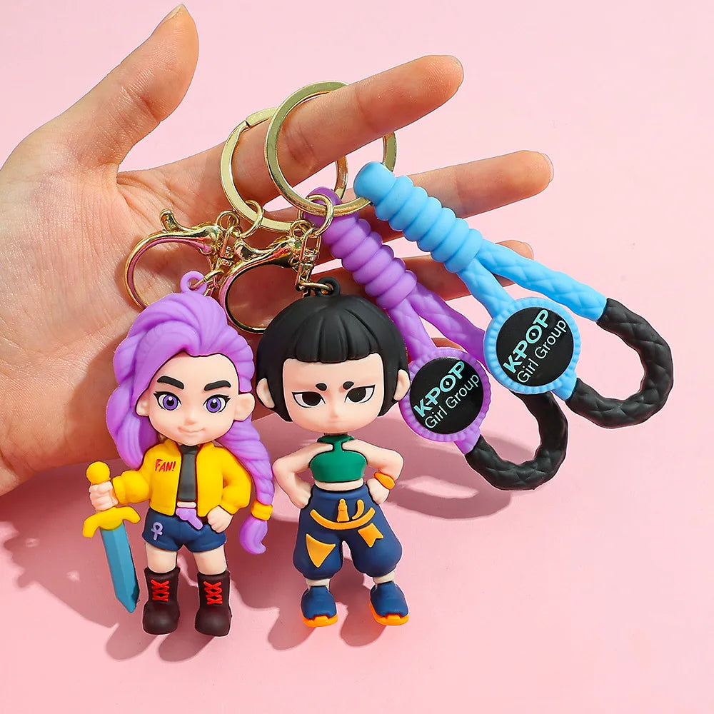 Creative Kpop Demon Hunters Little Tiger Keychain Pendant Cartoon Anime Monster Hunt Girl Key Ring Bag Hanging Decoration Gift