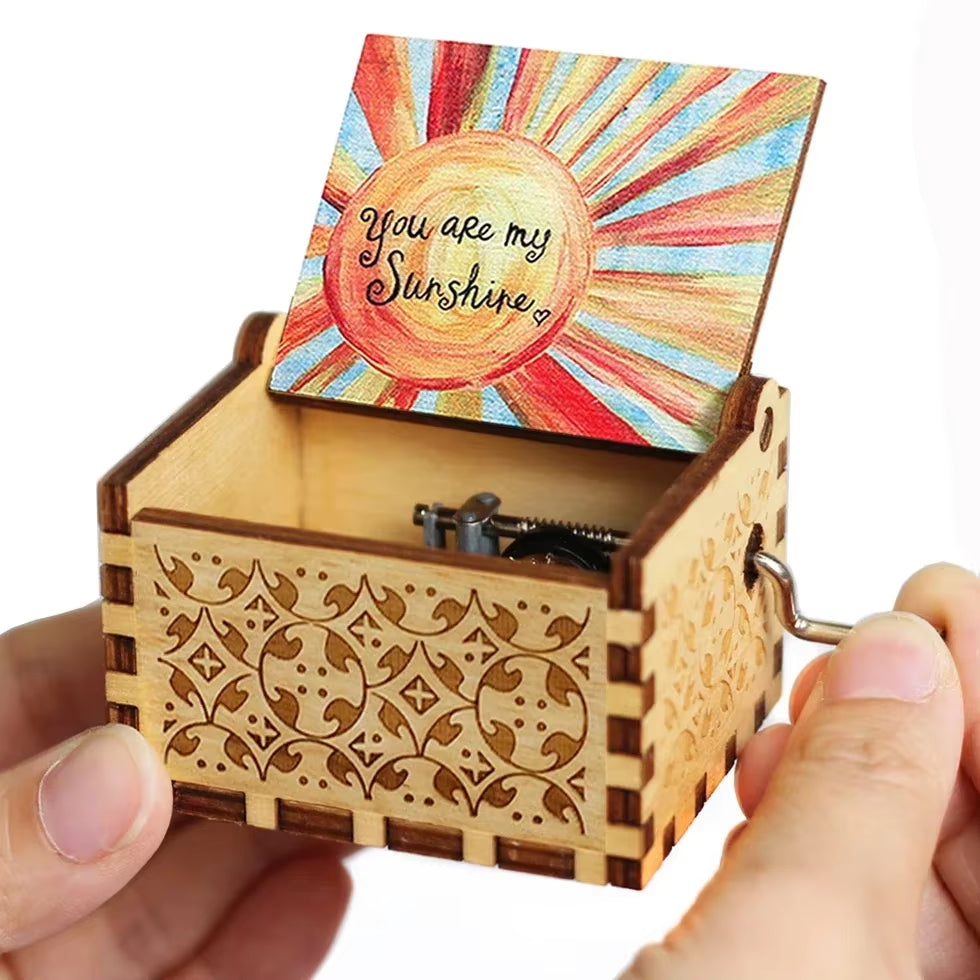 The Nightmare before Christmas Wooden Music Box Hand Crank Nightmare before Christmas Antique Engraved Musical Box Case Gifts