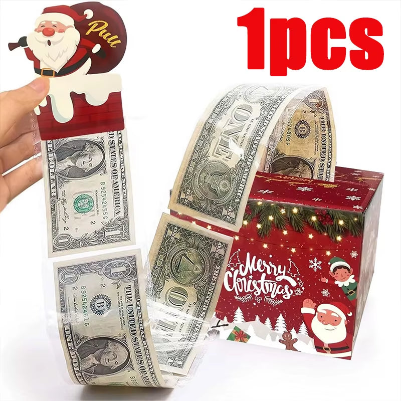1/2PC Christmas Money Pull-Out Gift Box Red Christmas Surprise Money Box Kids Adults Favors Gifts Fun Surprise Cash Holder