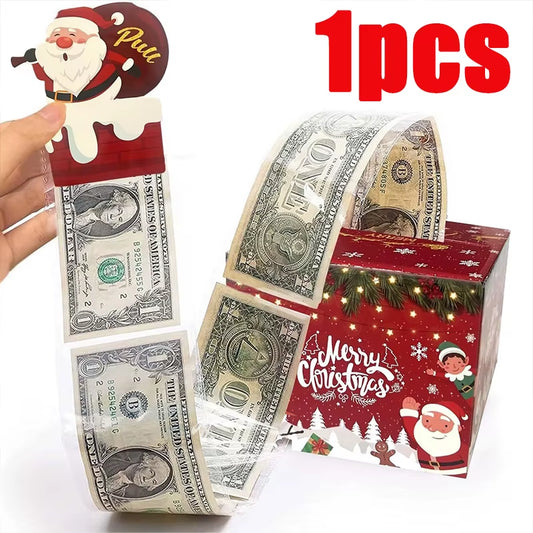 1/2PC Christmas Money Pull-Out Gift Box Red Christmas Surprise Money Box Kids Adults Favors Gifts Fun Surprise Cash Holder