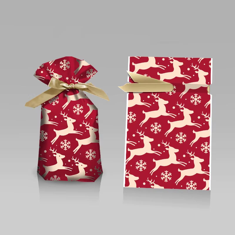Merry Christmas Candy Bag Santa Gift Bag Snowflake Drawstring Bag Christmas Decorations for Home New Year 2022 Noel Presents