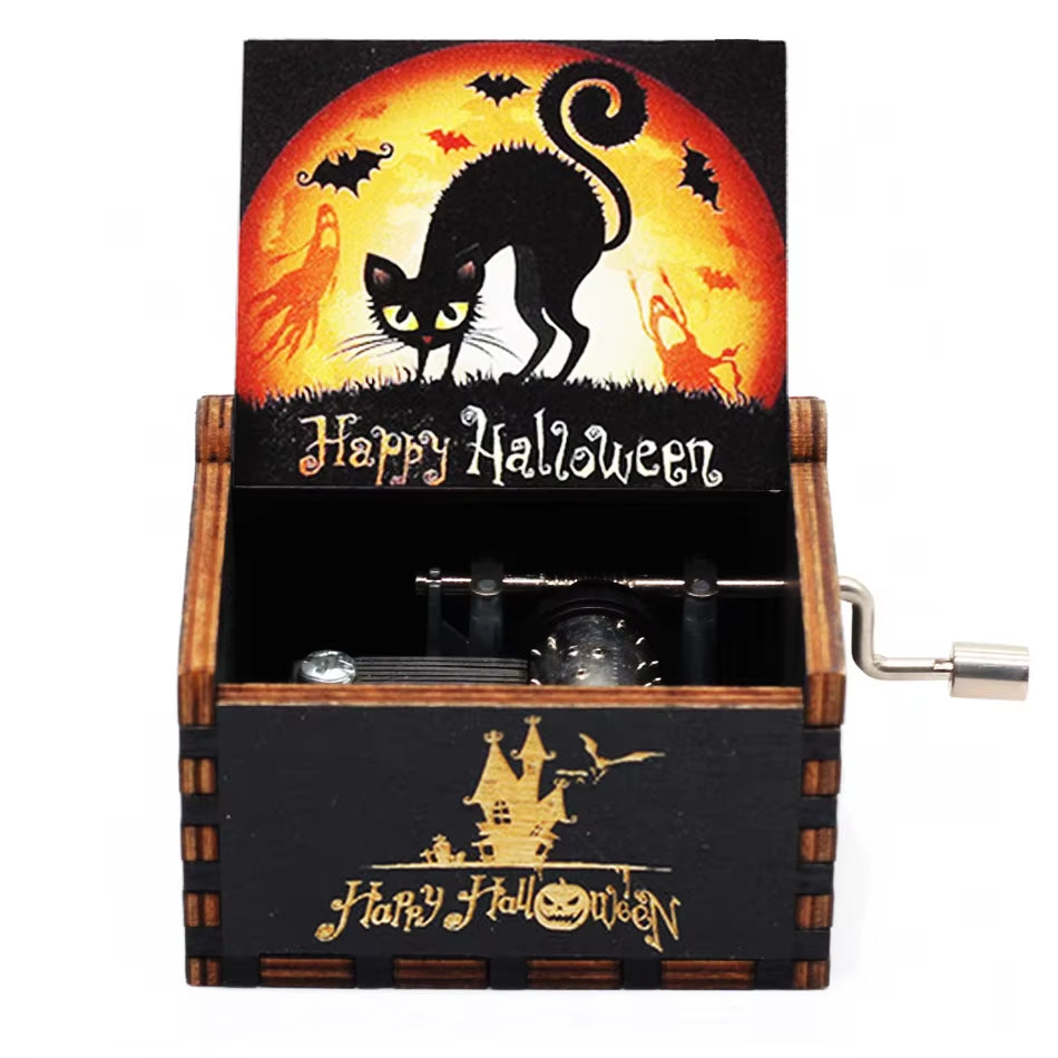 The Nightmare before Christmas Wooden Music Box Hand Crank Nightmare before Christmas Antique Engraved Musical Box Case Gifts