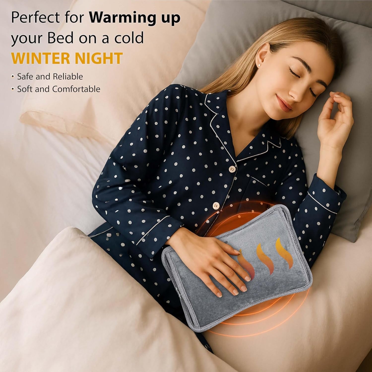 Rechargable Electric Hot Water Bottle - Hand, Shoulder and Back Pain Relief Warmer - Heat Pad (Grey)