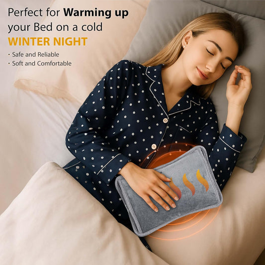 Rechargable Electric Hot Water Bottle - Hand, Shoulder and Back Pain Relief Warmer - Heat Pad (Grey)