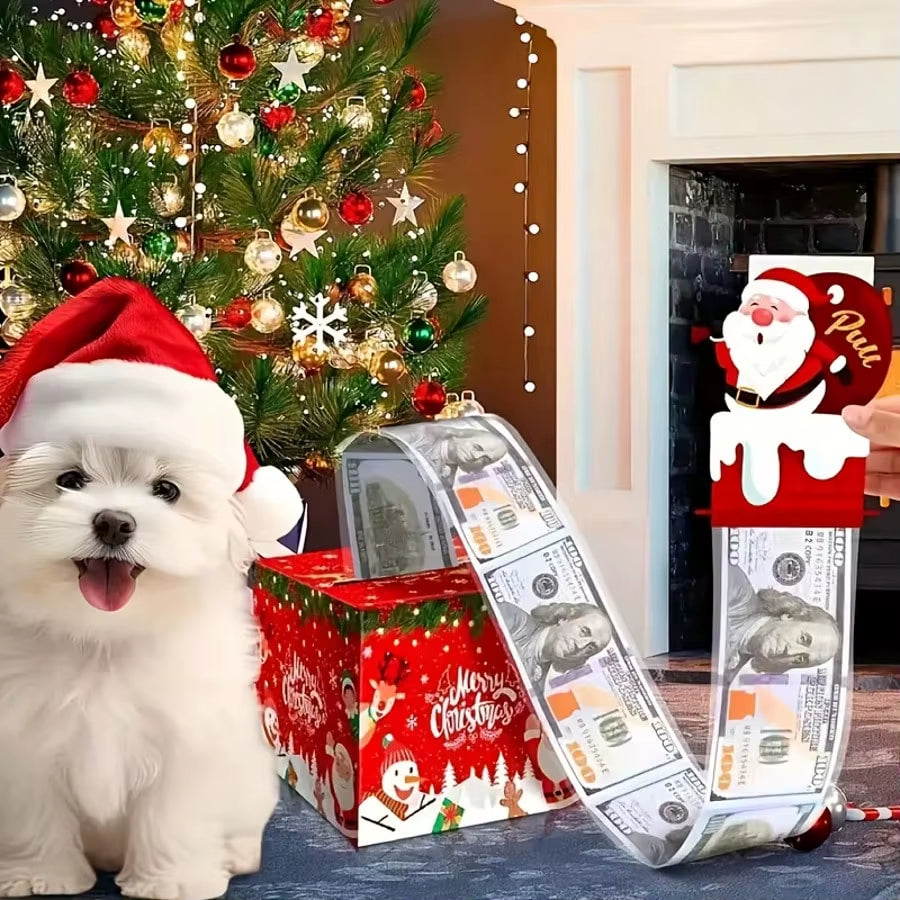 1/2PC Christmas Money Pull-Out Gift Box Red Christmas Surprise Money Box Kids Adults Favors Gifts Fun Surprise Cash Holder